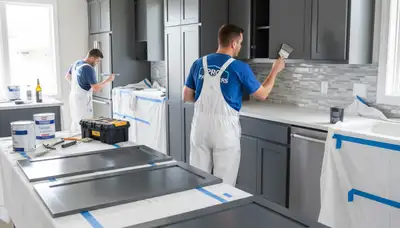 Professional cabinet painting in Boise, ID with durable finishes for kitchen refinishing services