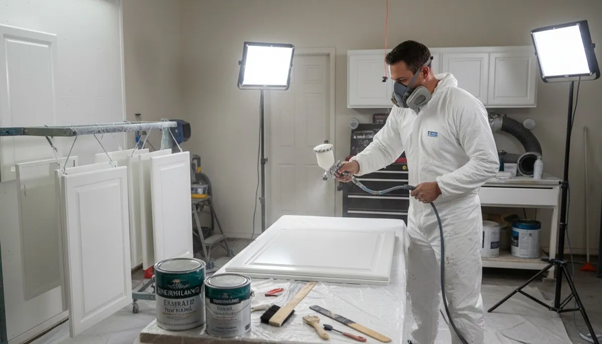Professional cabinet painting in Boise, ID with spray finish for smooth, durable kitchen surfaces