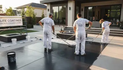 Professional concrete floor staining in Boise ID showcasing durable, high-quality finish and rich color