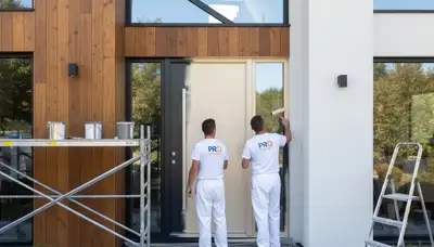 Professional door painting and refinishing by house painters in Boise, ID for wood entry and garage doors