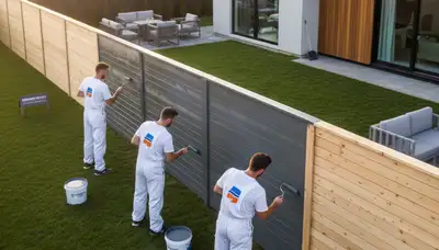 Professional fence painting in Boise ID by expert painters protecting wood from sun and weather
