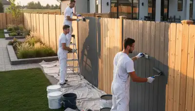 Professional fence painting in Boise ID protecting wood with durable, weather-resistant finish