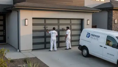 Professional garage door painting in Boise ID enhancing curb appeal with durable house paint finishes