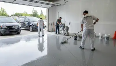 Professional epoxy garage floor coating in Boise ID protecting concrete from salt and moisture damage