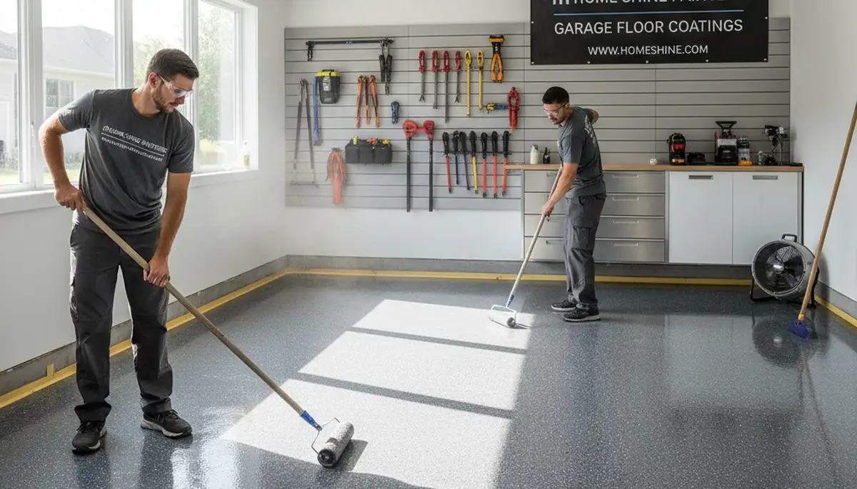 Professional epoxy garage floor coating in Boise ID protecting concrete from salt and moisture