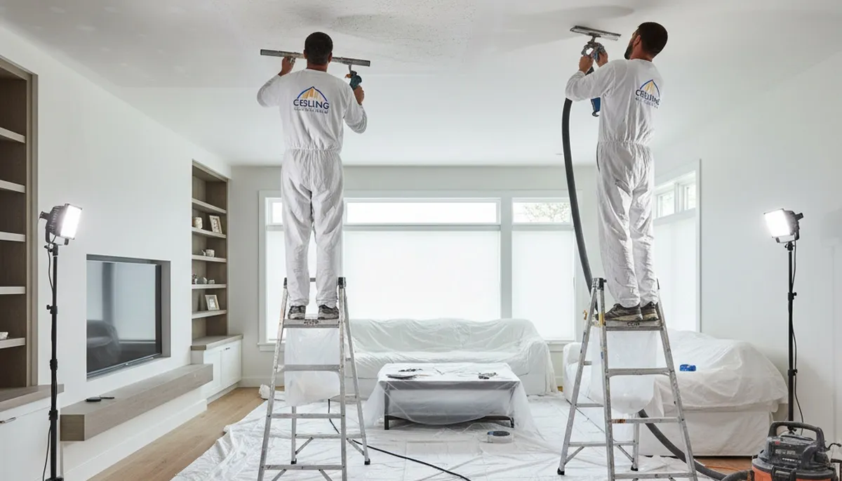 Professional popcorn ceiling removal by house painters in Boise, ID for smooth, modern ceilings