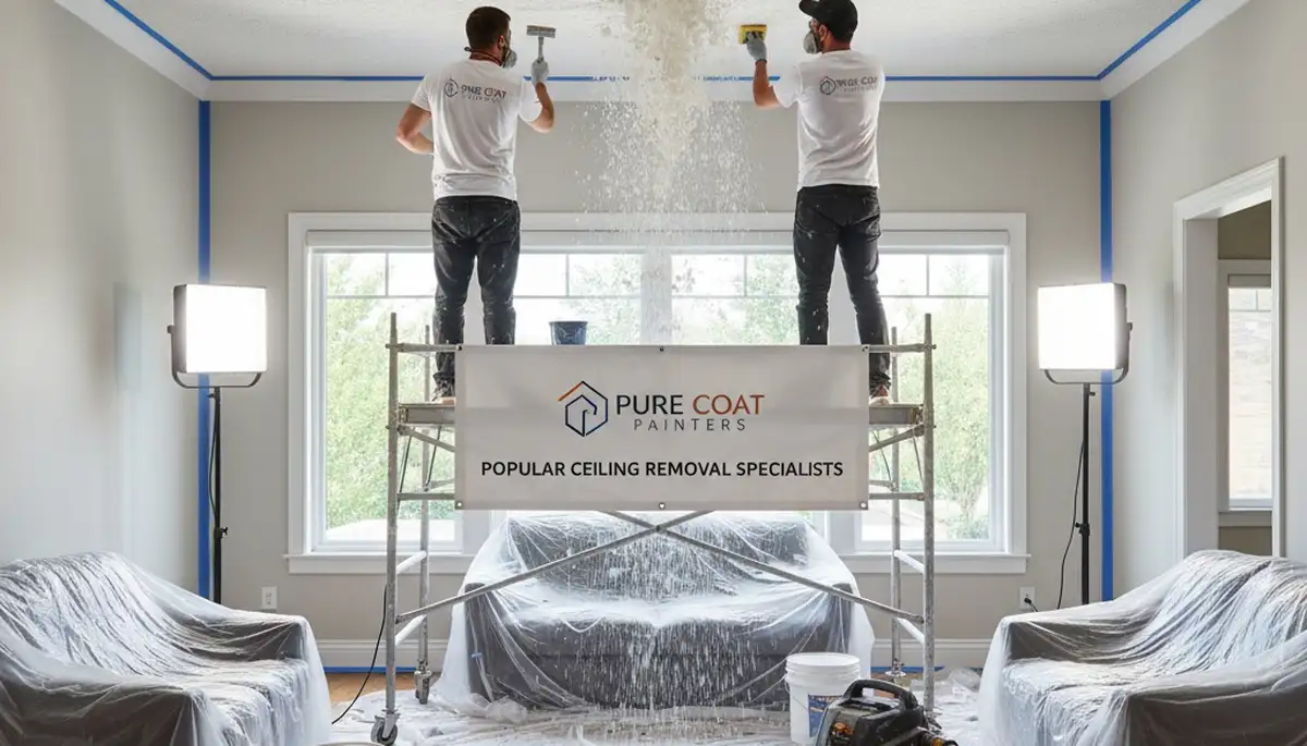 Professional popcorn ceiling removal by house painters in Boise, ID for smooth interior finishes
