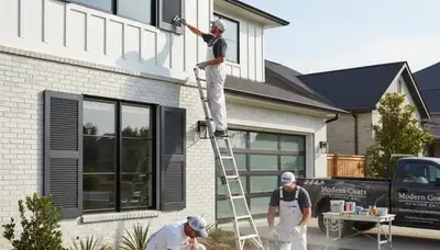 Professional shutter painting and refinishing on a Boise, ID home exterior by expert painters