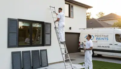 Professional shutter painting on Boise, ID home exterior with durable, sun-resistant finish