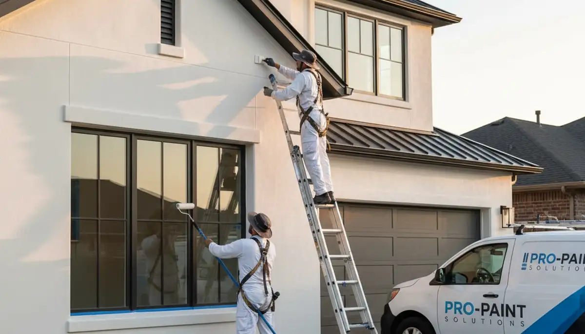 Professional trim and fascia painting on Boise, ID home exterior by expert house painters