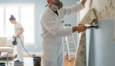 Professional wallpaper removal and surface prep by house painters in Boise, ID homes