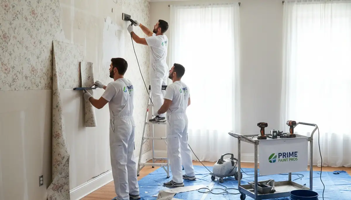 Professional wallpaper removal and surface prep by house painters in Boise, ID home interior