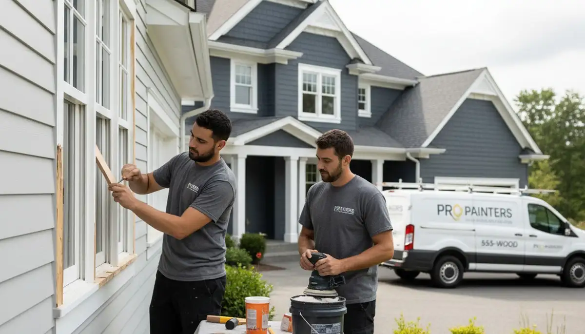 Wood rot repair and exterior painting on Boise, ID home siding by expert carpentry painters